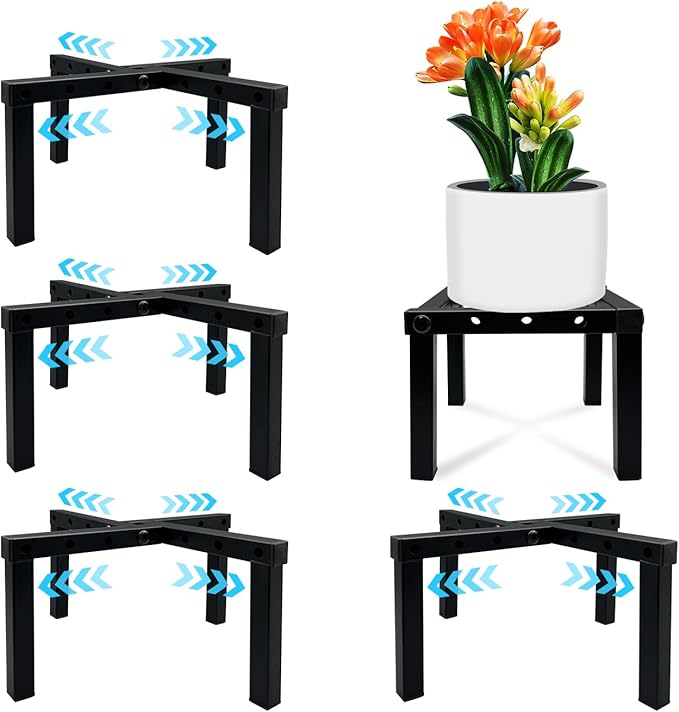 4 Pcs Four Legs Adjustable Metal Plant Stand - Image 3