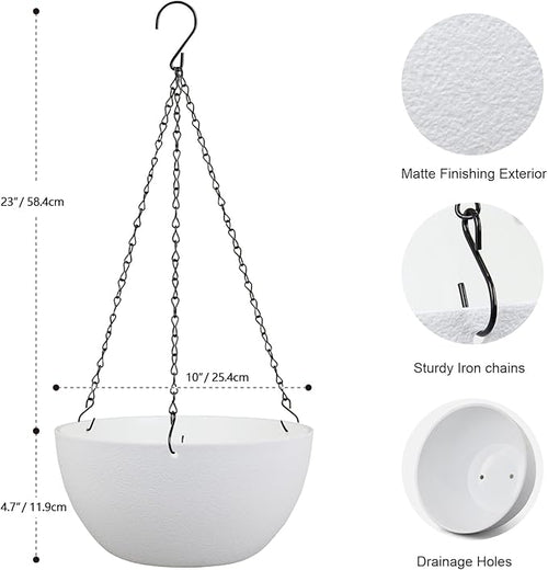 10 inch Hanging Planters for Indoor Outdoor Plants, 2 Pack Hanging Flower Pots - Image 2