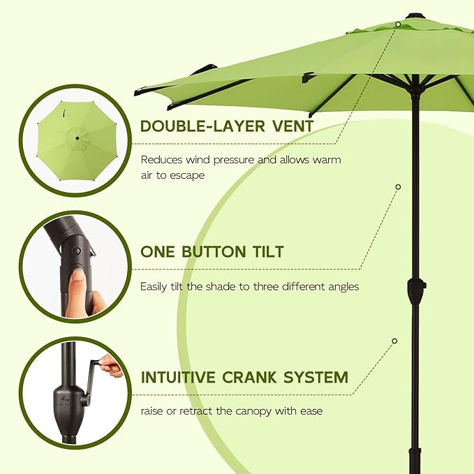 Abba Patio 9FT Lyon Outdoor Patio Umbrella Outdoor Table Umbrella - Image 4