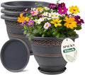 10 Inch 4 Pack Plant Pots, Plastic Flower Pot by Usocik