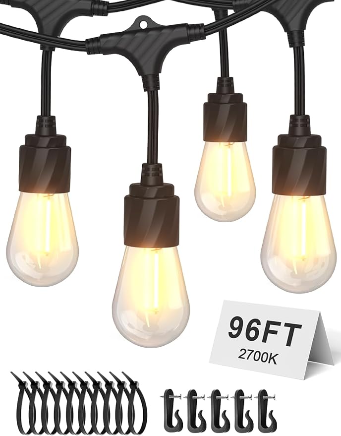 XMCOSY+ 96FT Outdoor String Lights, Patio Lights Outdoor Waterproof by XMcosy