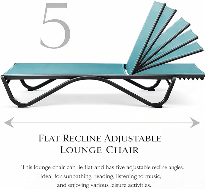 Kozyard Outdoor Chaise Lounge Chair, Full Aluminum Frame, Adjustable Reclining - Image 6