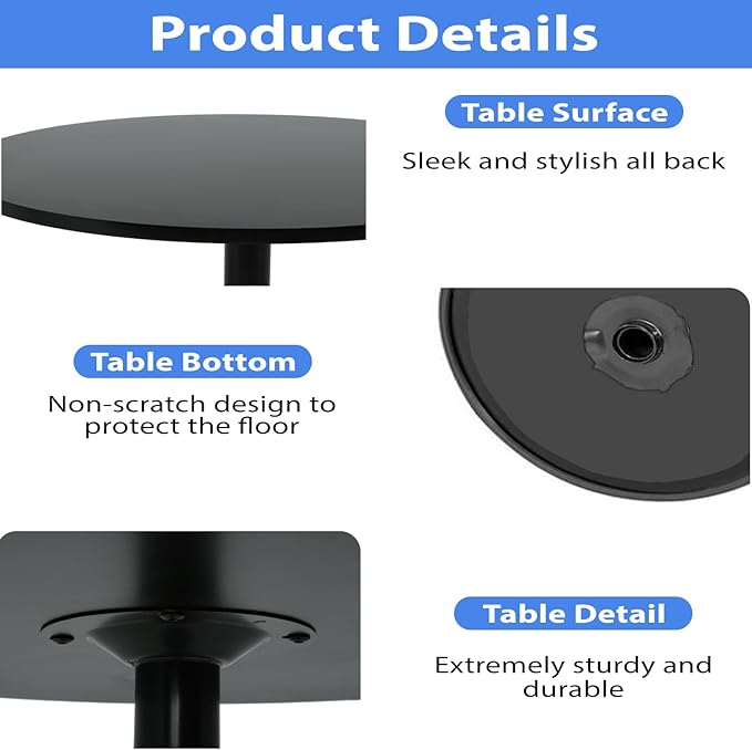 FDW Bistro Pub Table 2 Pack 40 Inch Height Cocktail Table Round Bistro Bar Table - Image 6