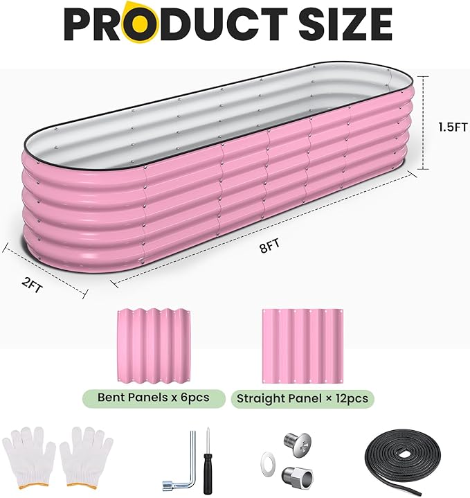 Galvanized Raised Garden Bed 8x2x1.5 FT, Oval Metal Raised Garden Bed Outdoor - Image 5