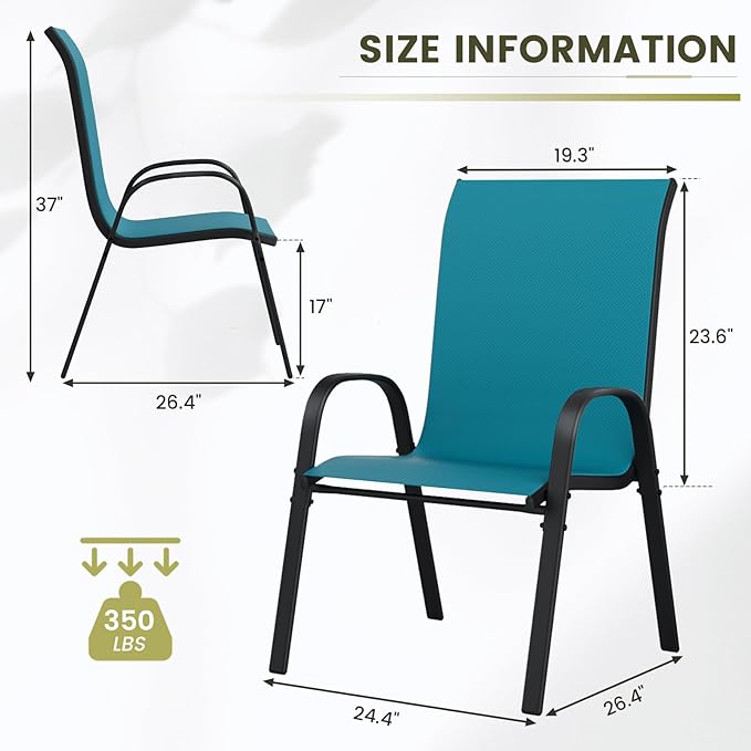 UDPATIO Patio Chairs Set of 8, Stackable Outdoor Dining Chairs - Image 3