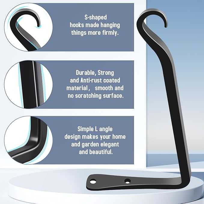 FEED GARDEN 2 Pack 8 Inch Hanging Plant Bracket Wall Hooks Decorative Plant - Image 3