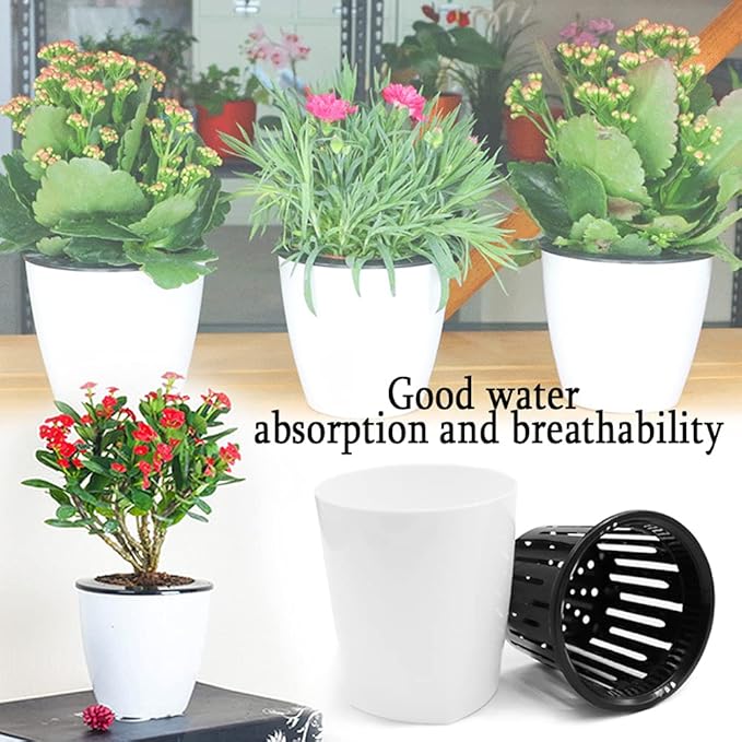 Haawooky 12 PCS Self Watering Plastic Planter, 4 Inch Plastic Flower Plant Pot - Image 6