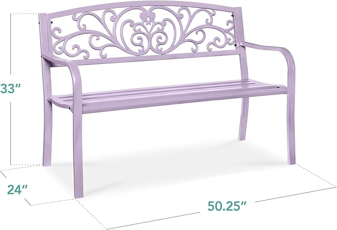 Best Choice Products Outdoor Bench Steel Garden Patio Porch Furniture - Image 2