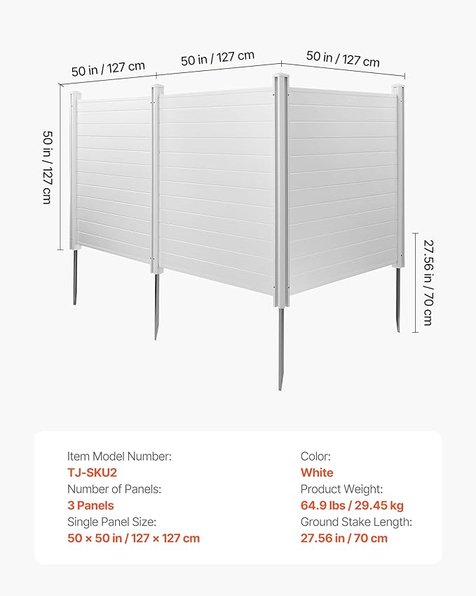 VEVOR Outdoor Privacy Screen, 50in H x 50in W Air Conditioner Fence, 3-Panel - Image 7