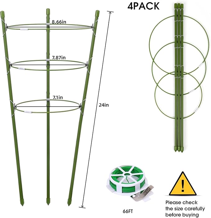 4 Pack Plant Support Tomato Cages - Image 2
