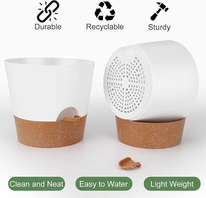 10 inch Plant Pots, Self-Watering Planters - Image 3