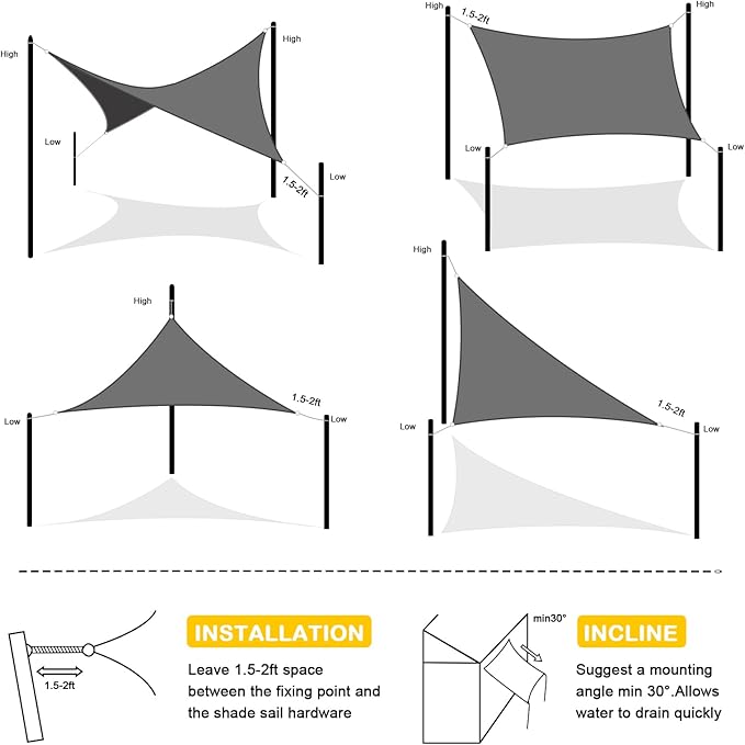 Artpuch Waterproof Sun Shade Sail, UV Resistant Rain Canopy, Curved Edges Shade - Image 6