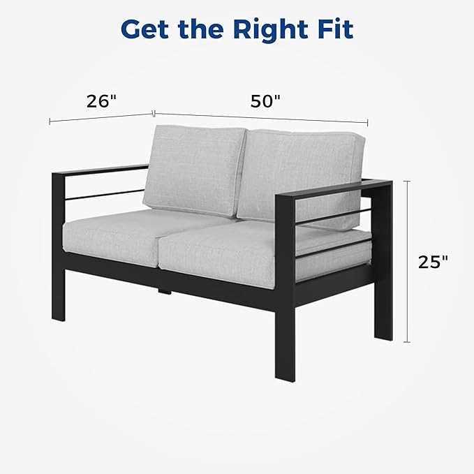 Kiss the Water Outdoor Patio Furniture Loveseat Sofa, All-Weather Metal - Image 2