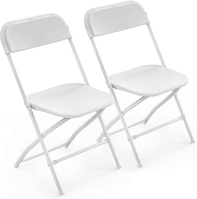 VINGLI 2 Pack White Plastic Folding Chair, Indoor Outdoor Portable Stackable by VINGLI