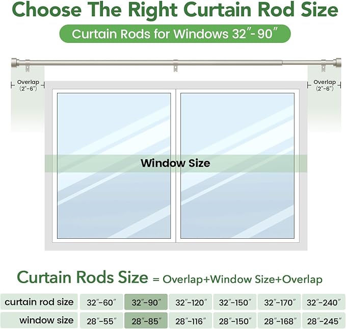 Time Forest Curtain Rods for Windows 48 to 84, 1 Inch Adjustable Heavy Duty - Image 7