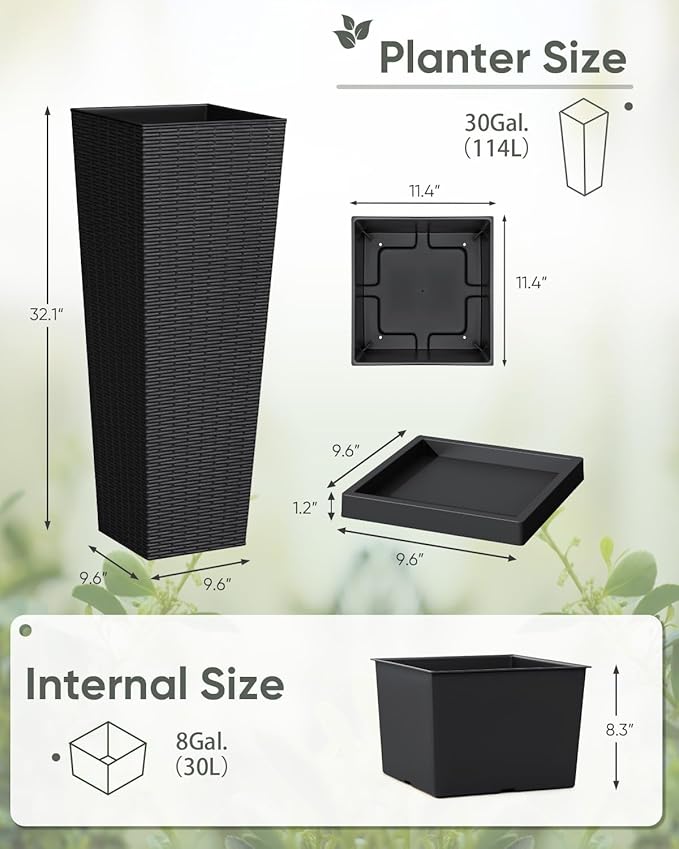 Greesum Set of 2 Tall Plastic Planters - Image 5