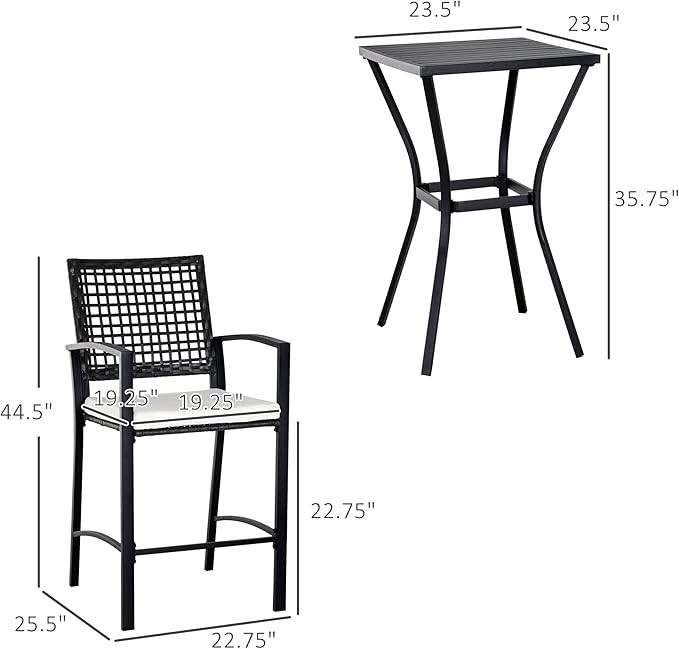Outsunny 3pcs Patio Bar Set - Image 7