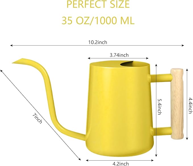 Watering Can Indoor Plants, 35oz Small Stainless Steel Metal Watering Can - Image 3
