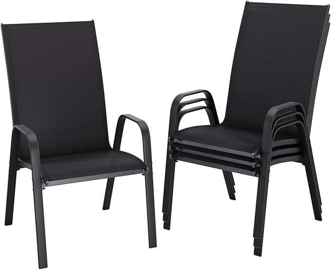 JEAREY Patio Dining Chairs Set of 4, Outdoor Stackable Dining Furniture Set by JEAREYOutdoorsCollection