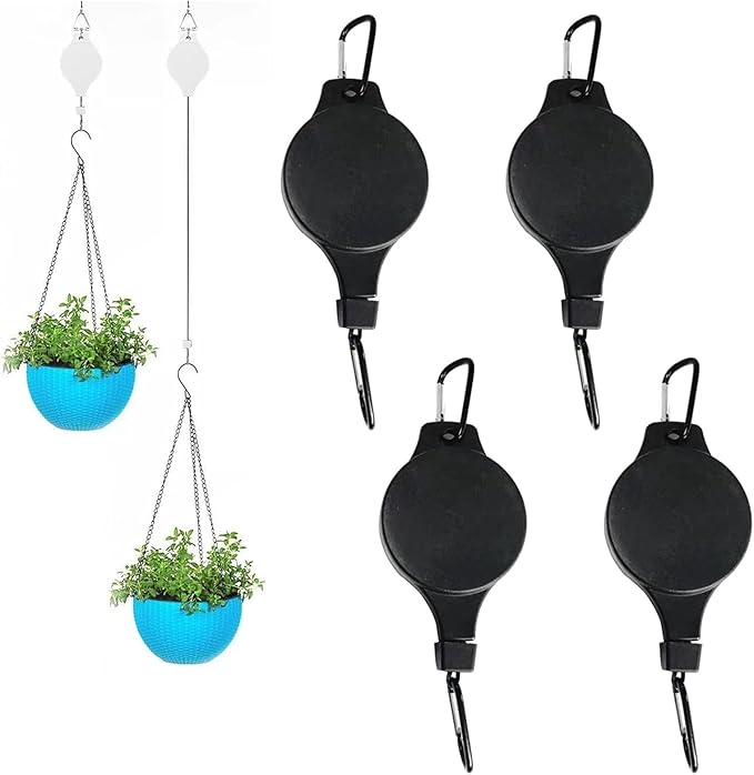 4PCS Plant Pulley Retractable Pulley Plant Hanger Hanging Flower Basket Hook by HOGXUAE