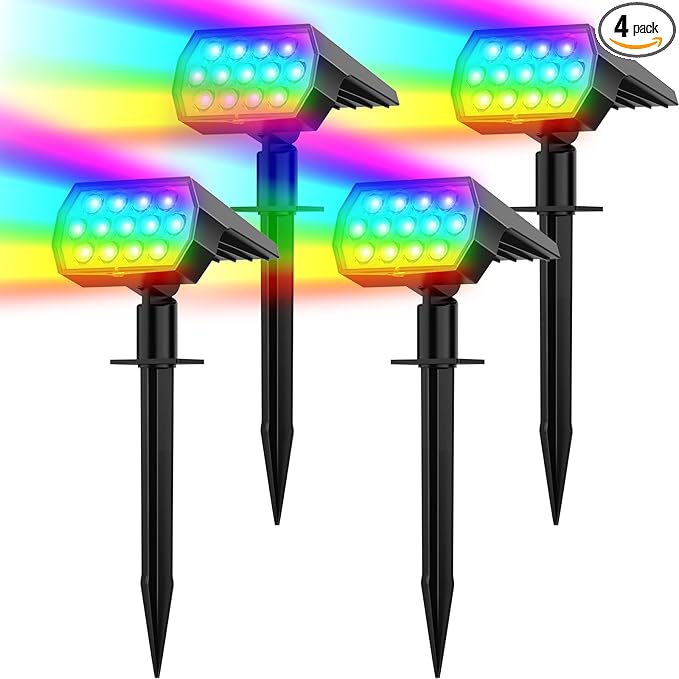 Solar Spot Lights Outdoor Color Changing, Christmas IP65 Waterproof Landscape by Flaow
