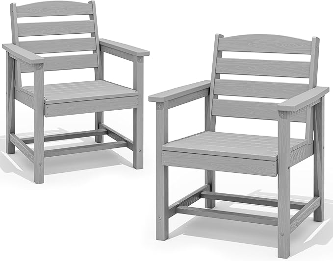 SERWALL Patio Dining Chair Set of 2, Light Gray by SERWALL