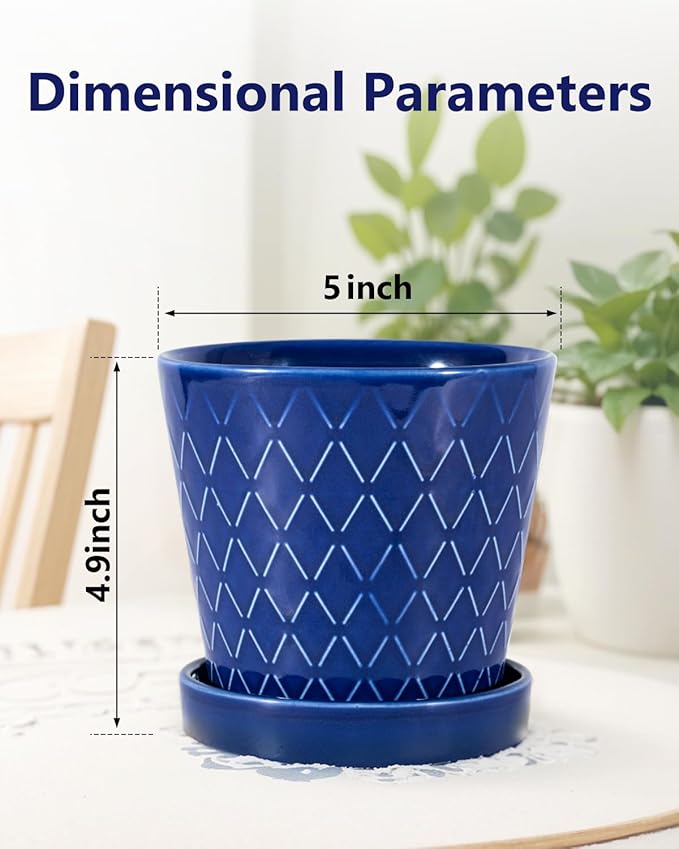 EFISPSS Ceramic Plant Pots, 5Inch Pots - Image 3