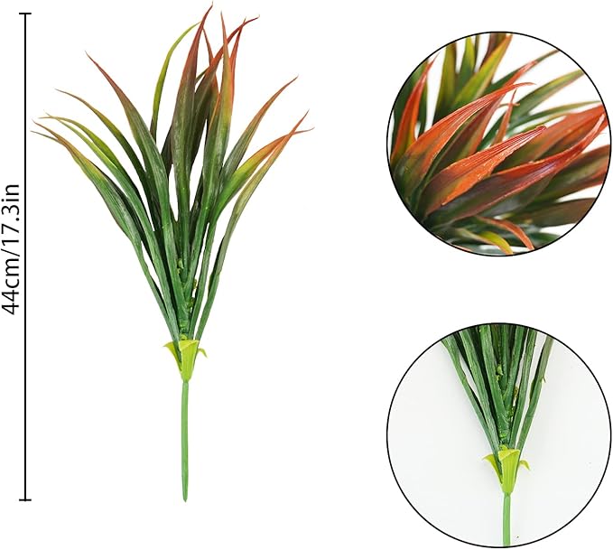 6Pcs Artificial Grass Fake Plants 17.3in Outdoor Plastic Plants UV Resistant - Image 6
