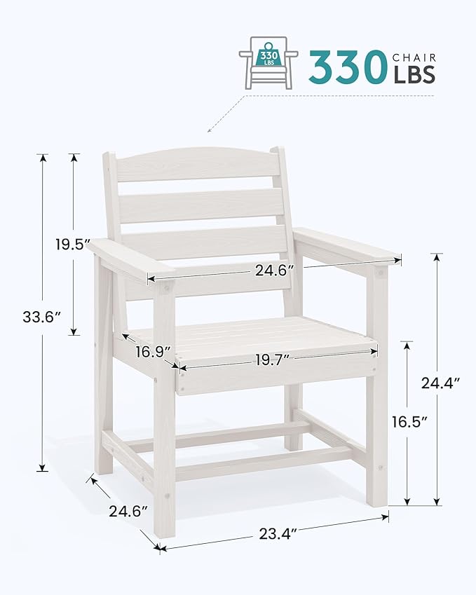 SERWALL Outdoor Dining Chairs Set of 4, All-Weather HDPE Patio Chair - Image 2