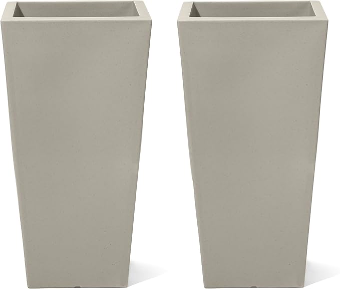 Step2 Tremont Tall Square Planter Pot, Large Outside All-Season All-Weather by Step2