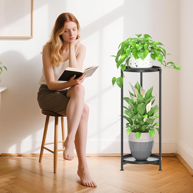 iDavosic.ly 2 Tier Corner Plant Stand Indoor, Tall Vertical Metal Flower Heavy - Image 2