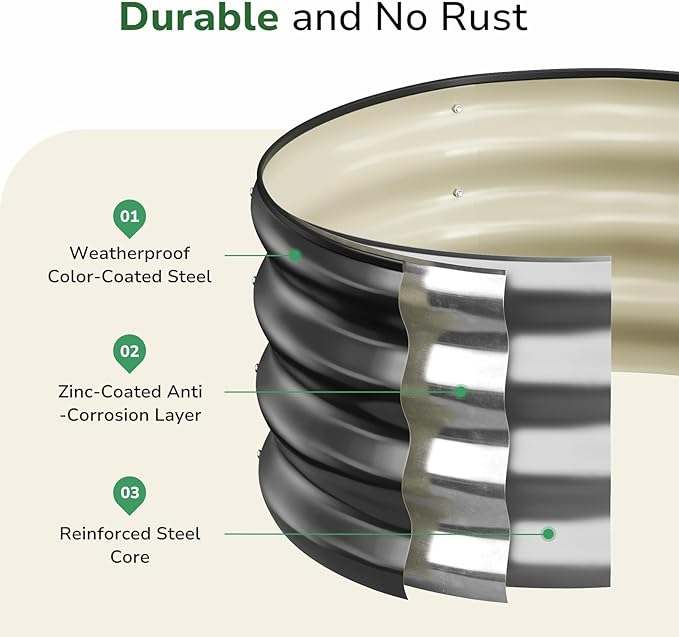 GreatBuddy 2x2x1 ft Round Galvanized Raised Bed, Easy-Assembly Raised Garden Bed - Image 5