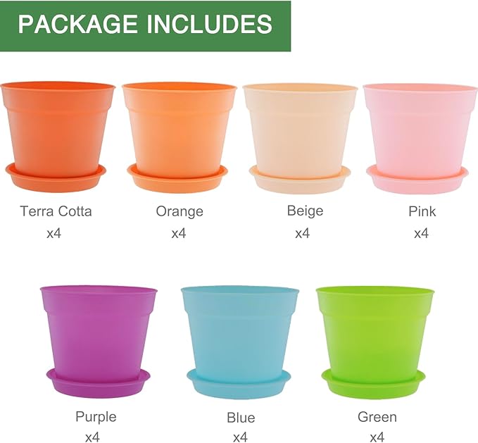 4 inch Plant Pots, 28 Pack Small Plastic Planters - Image 5