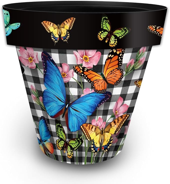 Briarwood Lane Checkered Butterflies Large Planter by BriarwoodLane