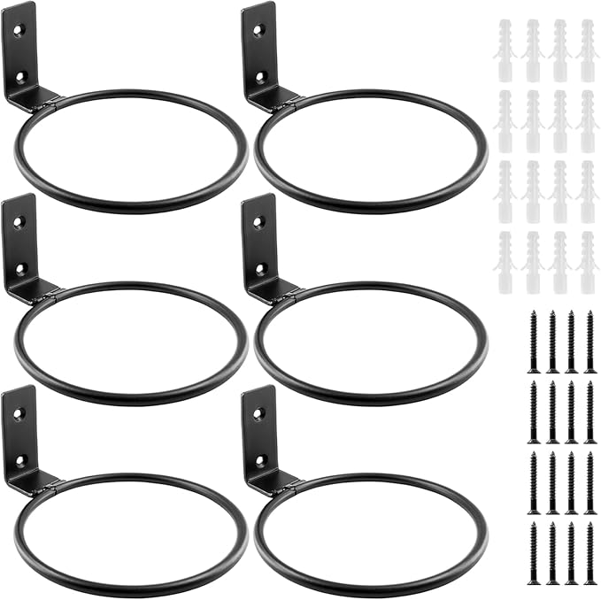 6 Pack 8 inch Flower Pot Holder Ring, Flower Pot Holder Ring Wall Mounted Set by Jiozermi