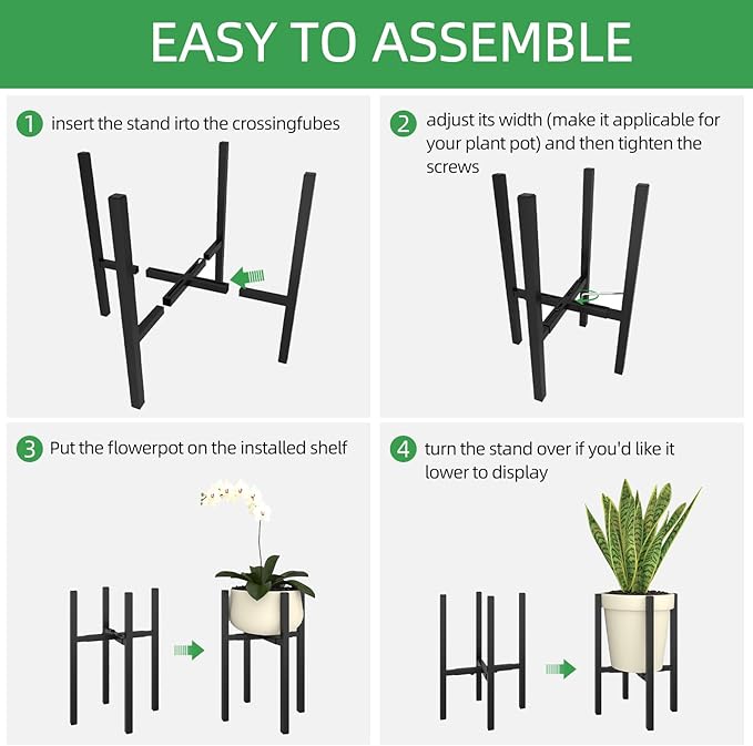 Adjustable Plant Stand Indoor Outdoor, Metal Plant Stand 9 to 15 Inches - Image 9