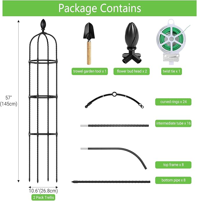 2 Pack 5Ft Tall Garden Obelisk Trellis - Image 2