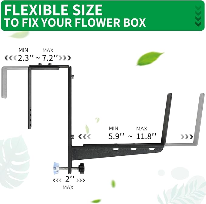 Window Box Brackets, Adjustable Planter Box Brackets, Heavy Duty Iron Flower - Image 2