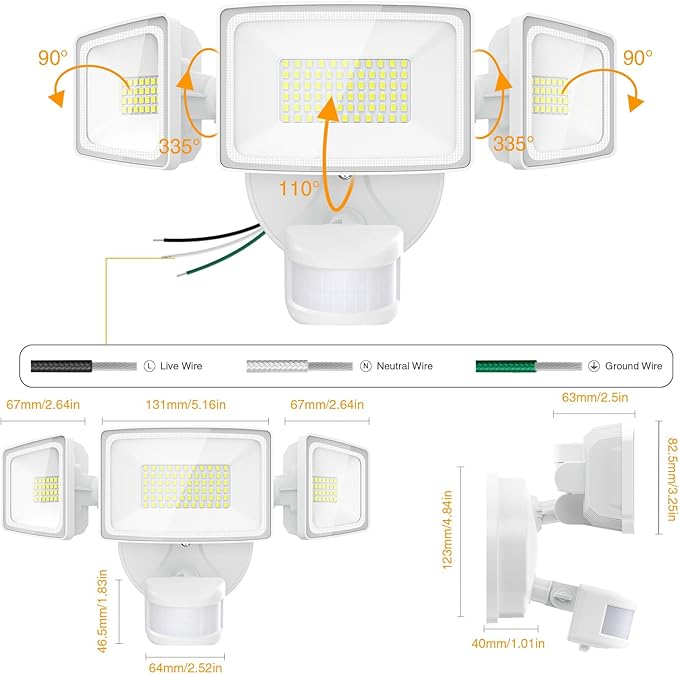 Onforu 75W LED Flood Light Motion Sensor Outdoor, 7000lm Dusk to Dawn Flood - Image 9