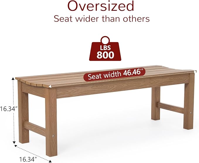 Stoog Outdoor Bench, 2-Person Outdoor Poly Lumber Backless Bench, Weatherproof - Image 3