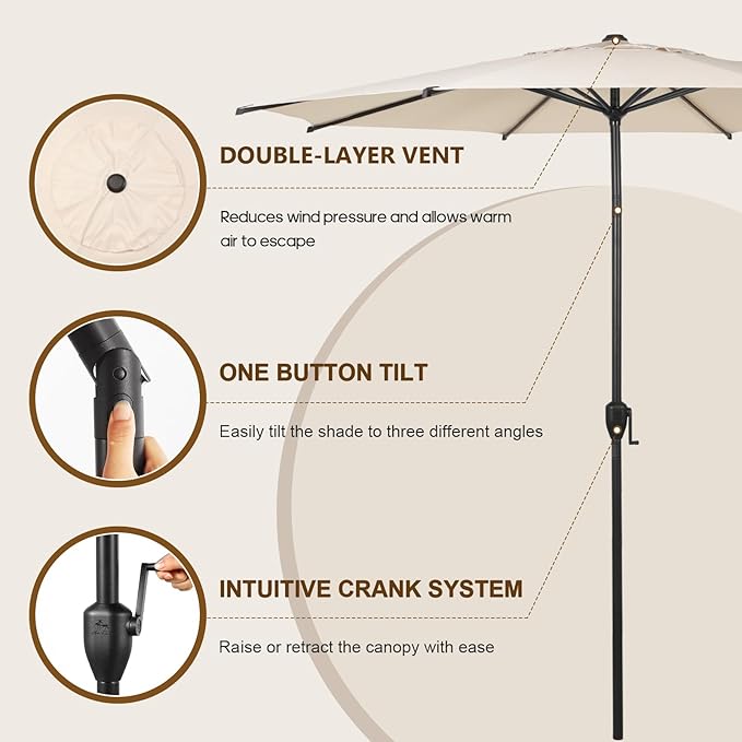 Abba Patio 9FT Lyon Outdoor Patio Umbrella Outdoor Table Umbrella - Image 4
