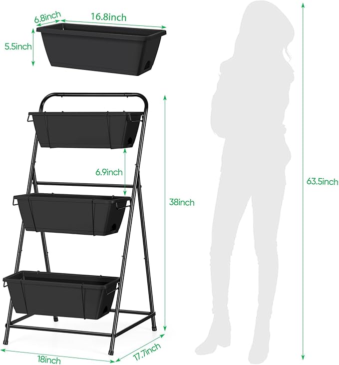 Raised Garden Bed 3 Tier Vertical Garden Planter Elevated Planter Boxes Outdoor - Image 2