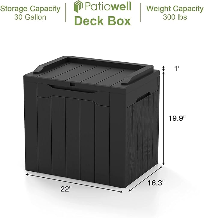 Patiowell 30 Gallon Resin Deck Box, Outdoor Storage Box - Image 6