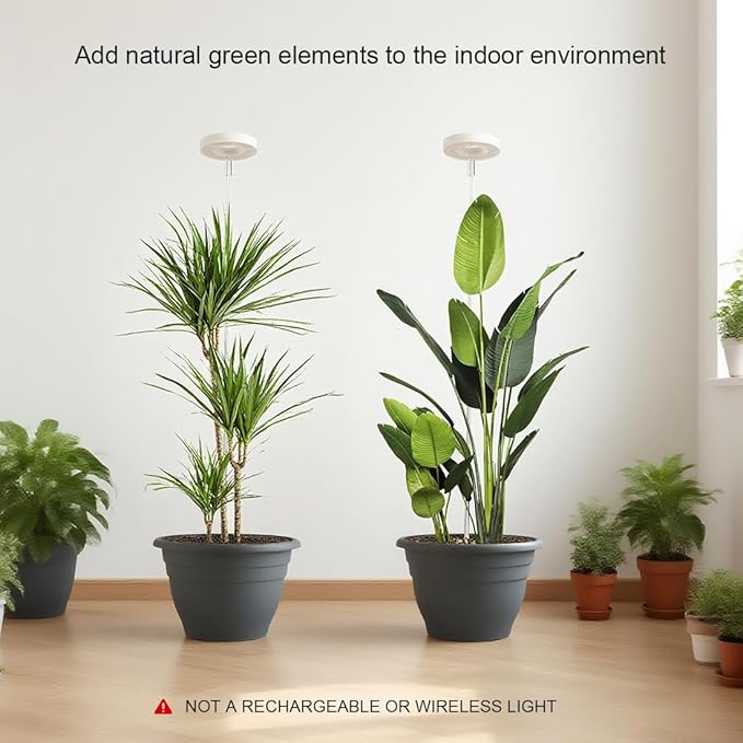 2 Pack 11 Inch Plant Pots with LED Grow Lights, Drainage Holes & Plug, Soil - Image 2