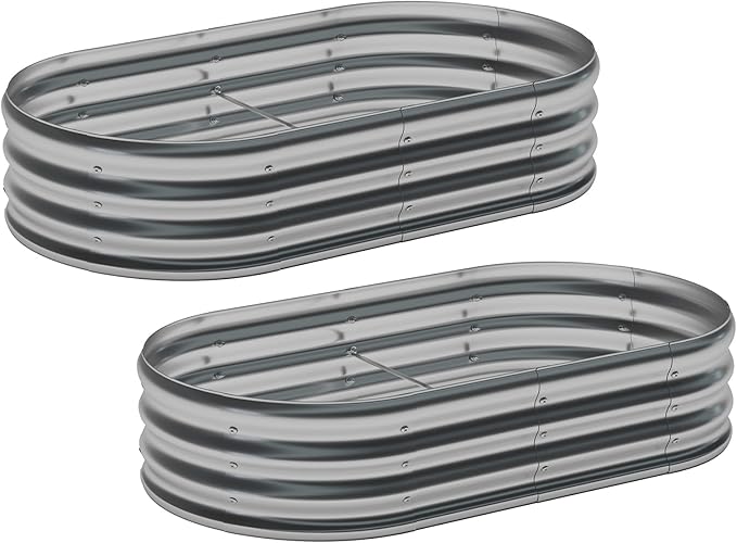 zizin 2 Pack Galvanized Raised Garden Bed Metal Oval Raised Garden Beds Outdoor - Image 6