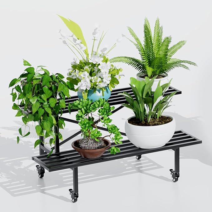 Zhongma 2 Tier Sturdy Metal Plant Stand by Zhongma