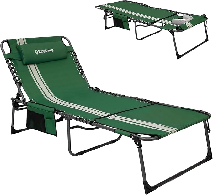 KingCamp Tanning Chair with Face Hole, Lounge Chairs Outdoor Folding Comfy by KingCamp