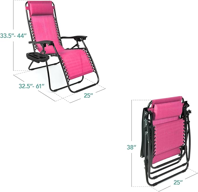Best Choice Products Set of 2 Adjustable Steel Mesh Zero Gravity Lounge Chair - Image 2
