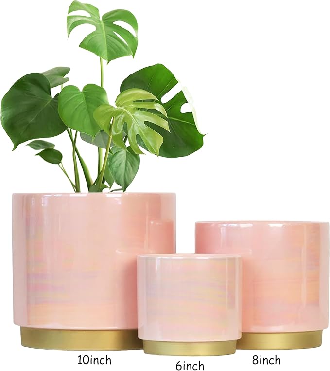 Gepege Pink Indoor Plant Pots for Plants, Large Ceramic Planter - Image 6