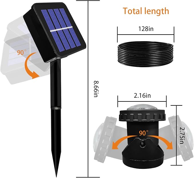 Solar Spot Lights Outdoor, LED Waterproof Pond Light Solar Spotlight Underwater - Image 6